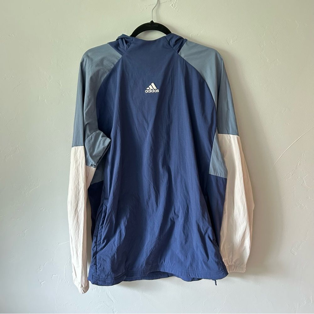 Adidas Blue Colorblock Pullover Hoodie Windbreaker Medium Golf Outdoors